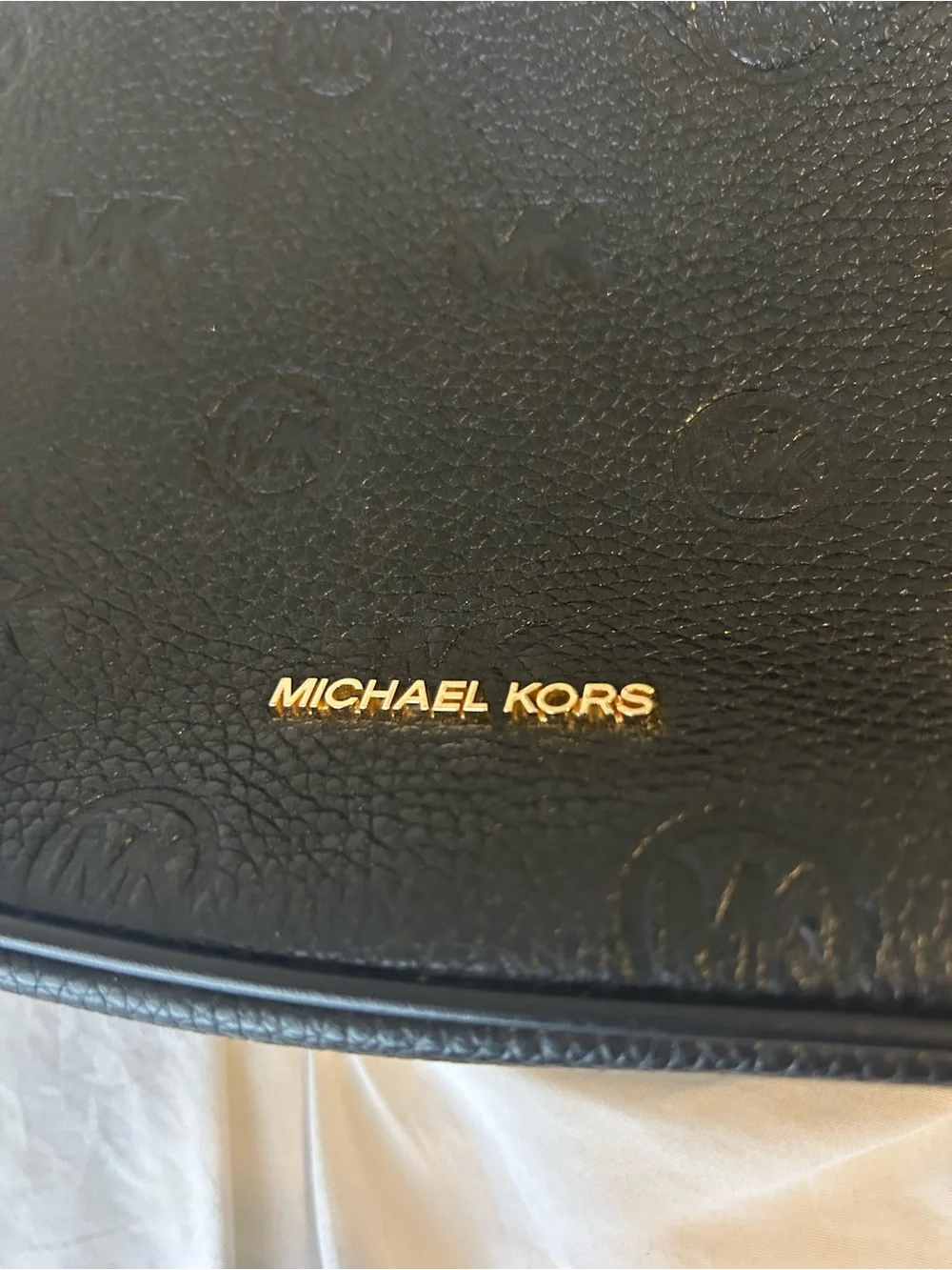 Michael Kors Black Leather Shoulder Bag with Gold Chain Strap
